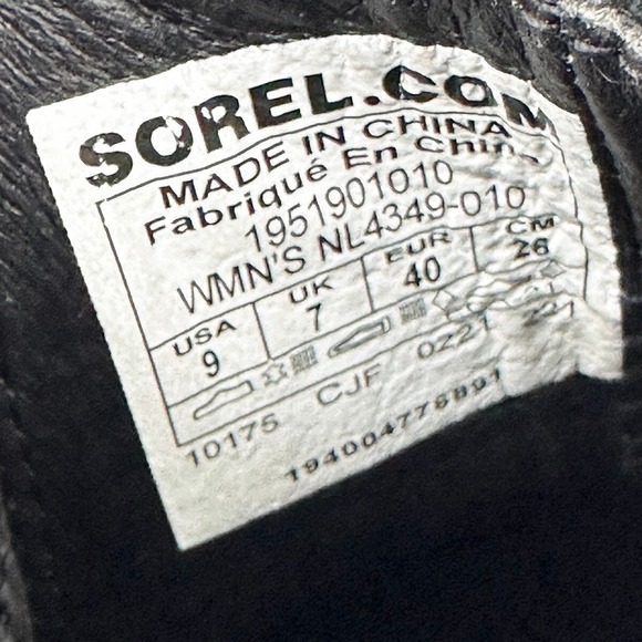 SOREL Brex Chunky Heel Leather Chelsea Ankle Boots • 9 • black • waterproof - Picture 8 of 9